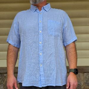 Orvis 100% Linen Short Sleeve Shirt Mens XL  Button Down Pocket Casual Dad  NWT